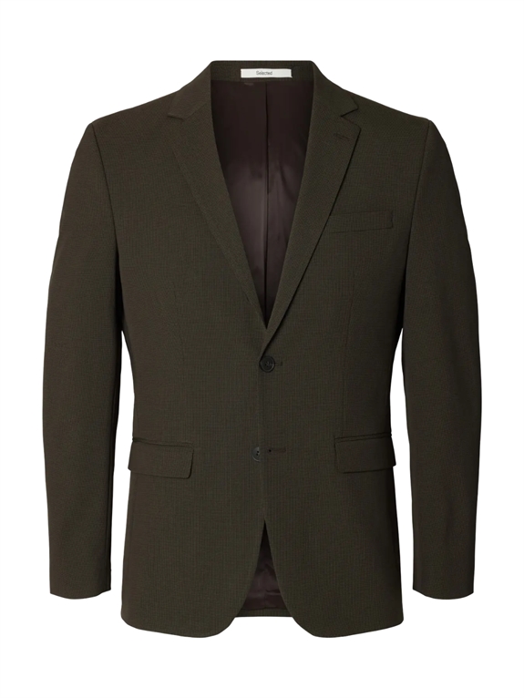 Selected Slim Liam Mini Hounds Blazer Flex - Dark Brown Melange/Houndstoot